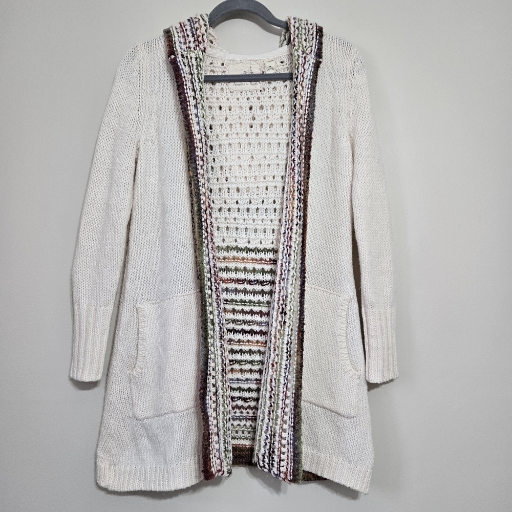 Angel of the North Anthropologie Ombre Knit Hooded Open Front Cardigan Merino XS